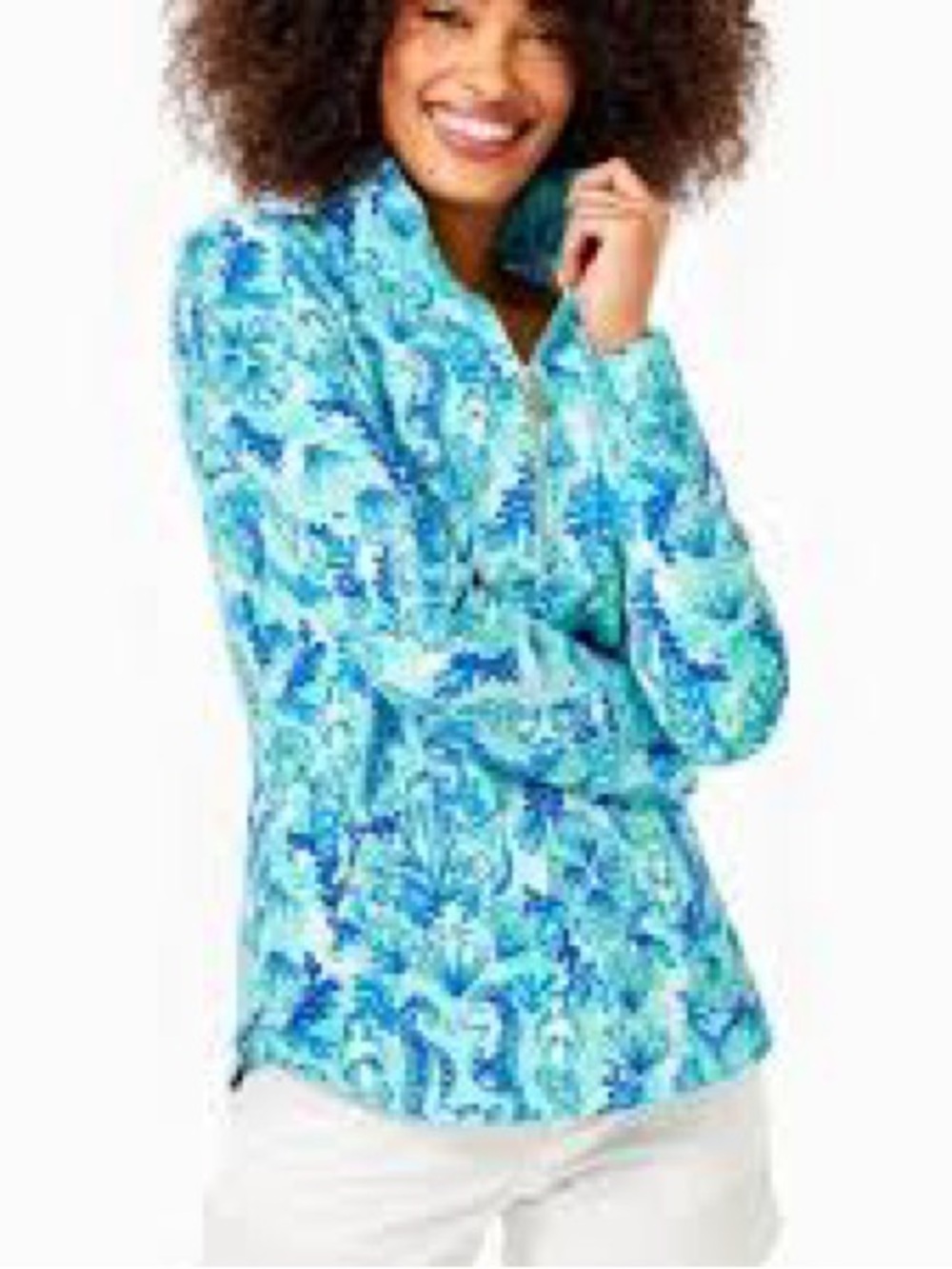 Lilly Pulitzer Skipper Popover  "Sea Glass Aqua Seeing Double” XL
